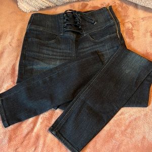 Gently used Express high rise denim legging size 0 dark wash